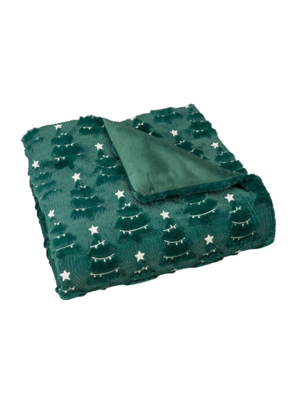Costco Christmas Tree Throw Blanket Green Embroidered Faux Fur 60 x 70 New - Picture 3 of 5